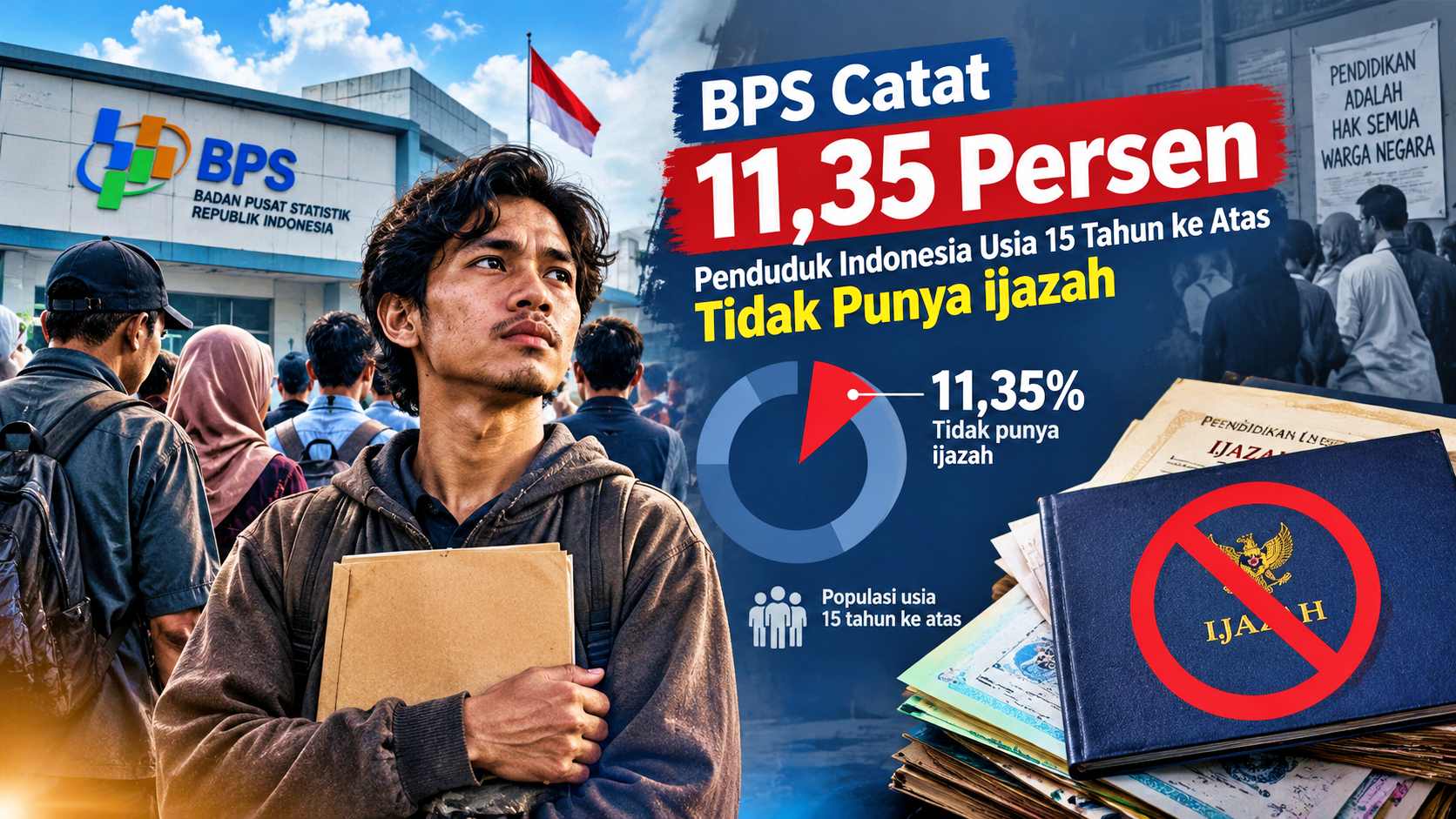 Ilustrasi BPS Catat 11 Persen Lebih Penduduk Indonesia Usia 15 Tahun ke Atas Tidak Punya Ijazah