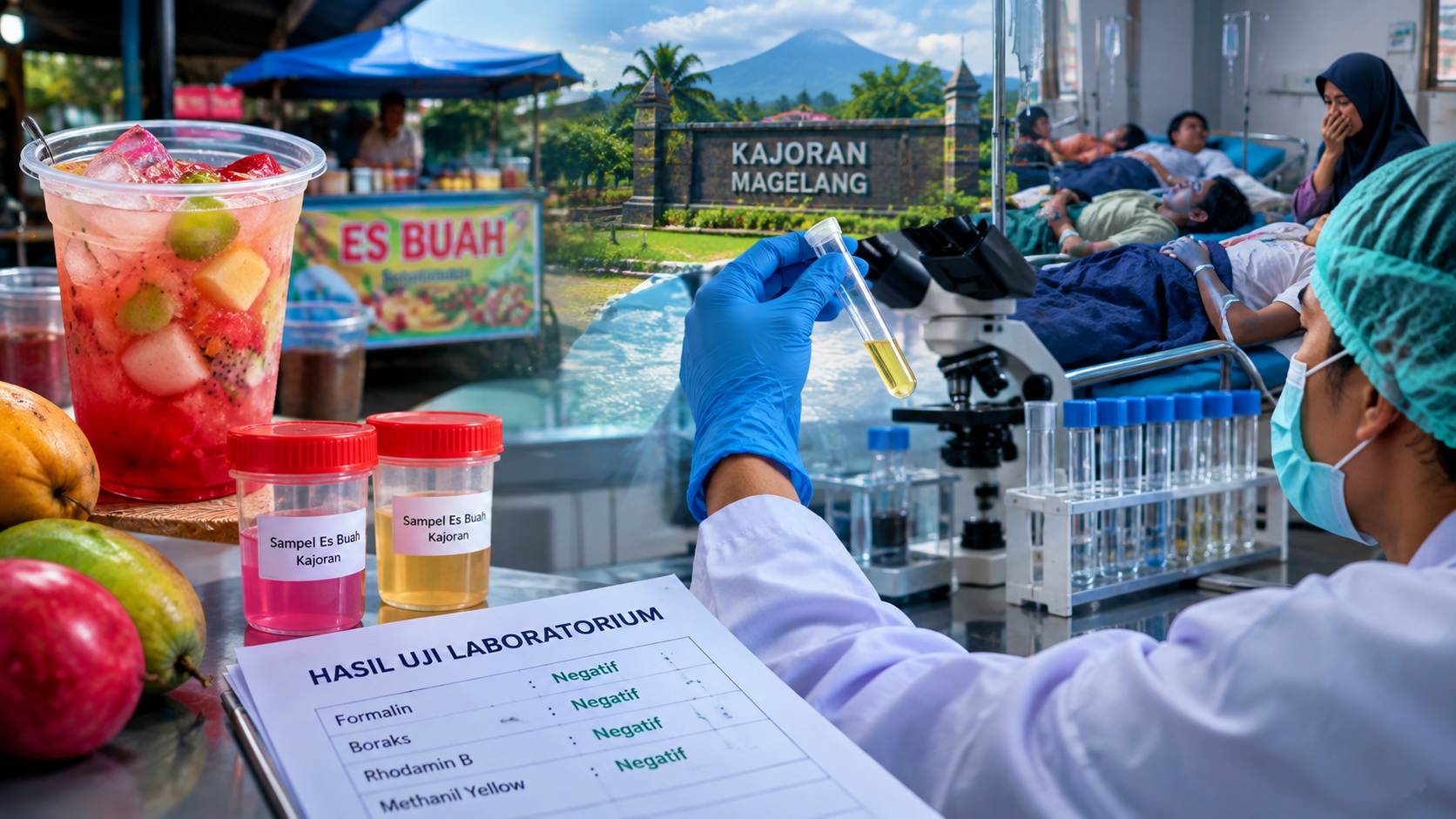 ilustrasi hasil lab es buah penyebab dugaan keracunan massal di Kajoran Magelang
